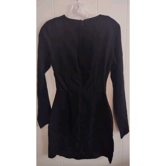 Zara Black Fitted Mesh Waist Long Sleeve Dress Size Small - Picture 2 of 8